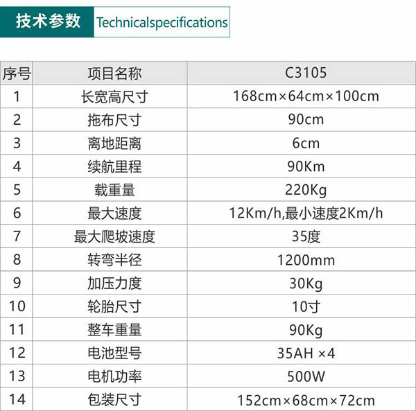 电动尉犁尘推车C3105